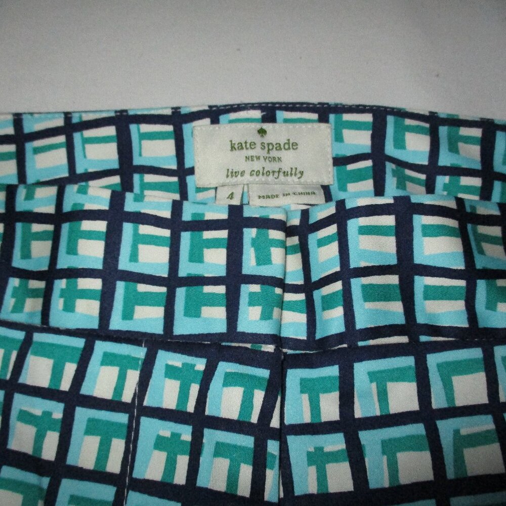 Kate Spade Teal Abstract Block Pattern Mindy Pants - image 6